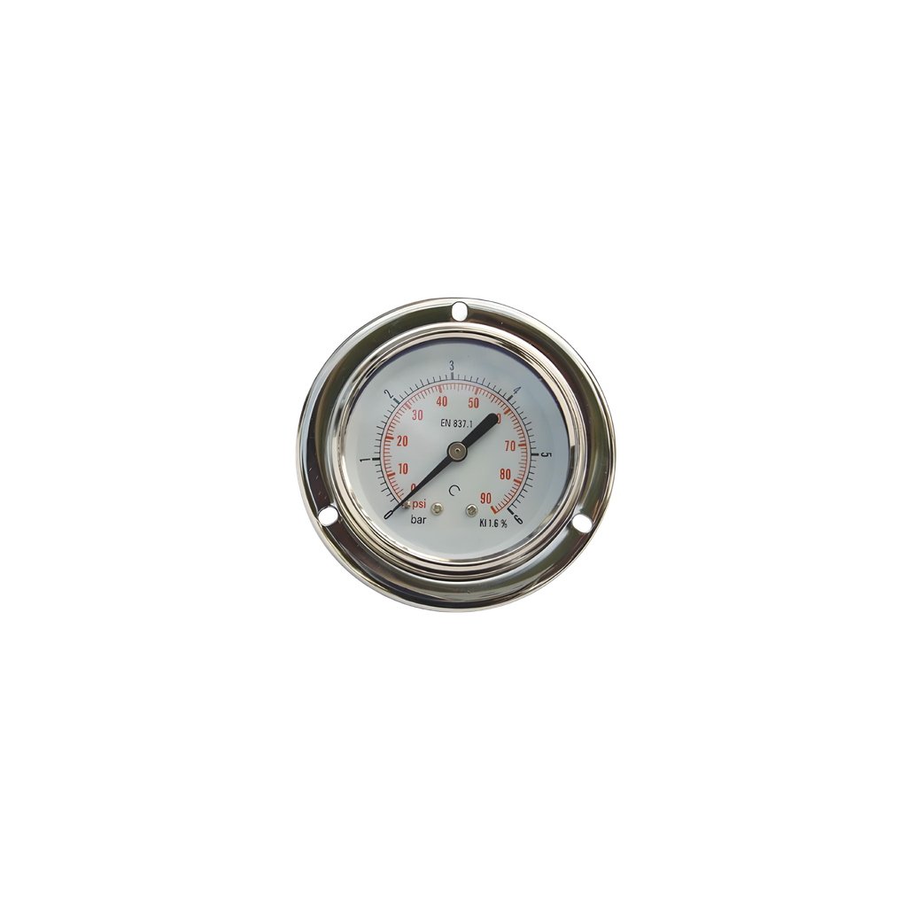 Manometro D.63 0-600 1/4" Post. Flang. Inox + Glicerina